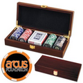 Poker chips set with Mahogany wood case - 100 Full Color 6 Stripe chips